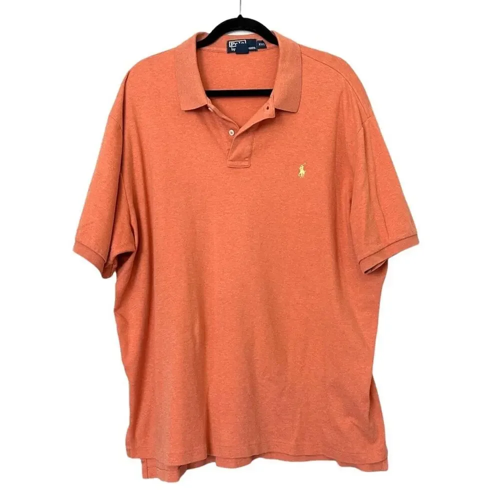 Polo By Ralph Lauren Men's Polo Shirt Orange Yellow Rugby Pony Size XXL